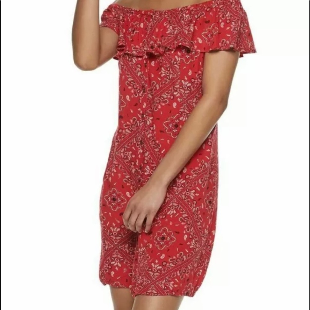 Off-the-Shoulder Ruffled Bandana Dress Junior XL
